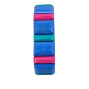 Vintage Avon Lucite Stretch Bracelet Blue Pink Teal Colorblock Chunky Retro